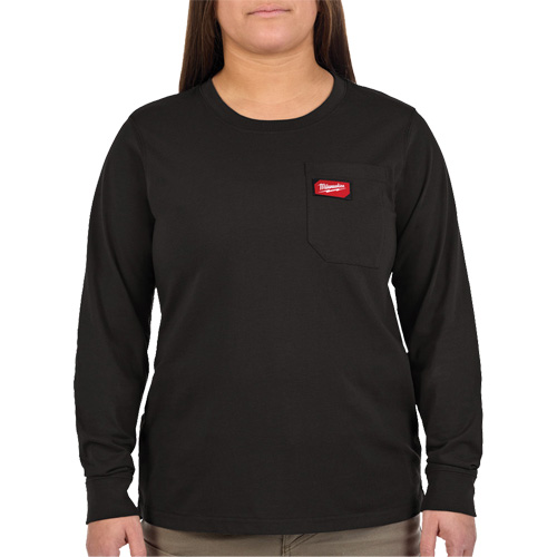 GRIDIRON Long Sleeve Pocket T-Shirt, Women's, Small, Black