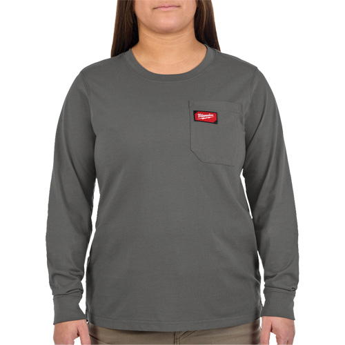 GRIDIRON Long Sleeve Pocket T-Shirt, Women's, X-Small, Grey
