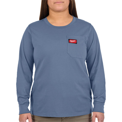 GRIDIRON Long Sleeve Pocket T-Shirt, Women's, X-Small, Blue