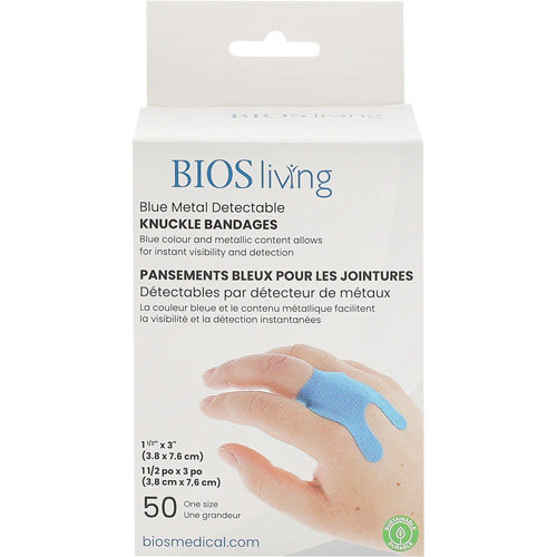 Blue Bandages, Knuckle, 3", Fabric Metal Detectable, Sterile