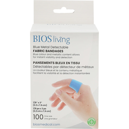 Blue Bandages, Rectangular/Square, 3", Fabric Metal Detectable, Sterile