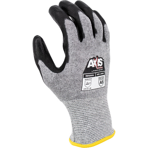 RWG566 AXIS™ Cut Protection Touchscreen Work Glove, Size X-Small, 18 Gauge, Polyurethane Coated, Stainless Steel/HPPE Shell, ASTM ANSI Level A5/EN 388 Level E