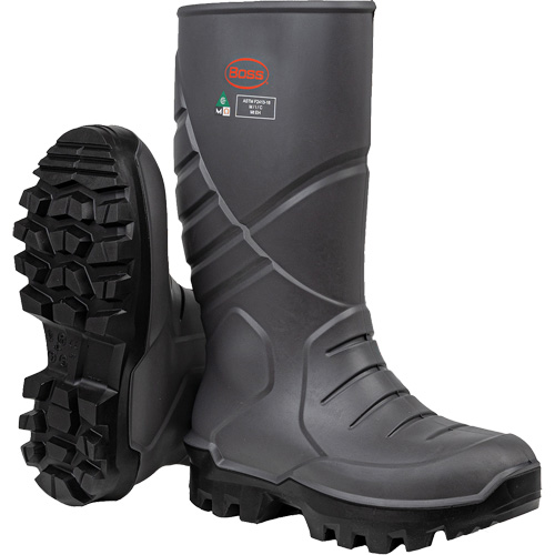 Boss<sup>®</sup> Footwear Full Safety Boot with Midsole & Internal Met Guard, Thermal Polyurethane, Steel Toe, Puncture Resistant Sole, Size 6
