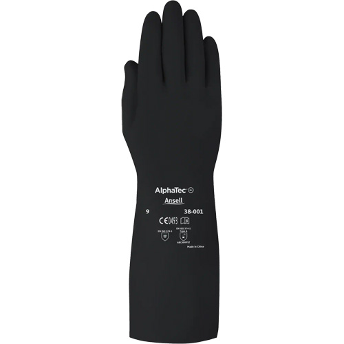 AlphaTec™ 38001PP Medium Duty Chemical-Resistant Gloves, Size 7, 14" L, Butyl Rubber, 14-mil