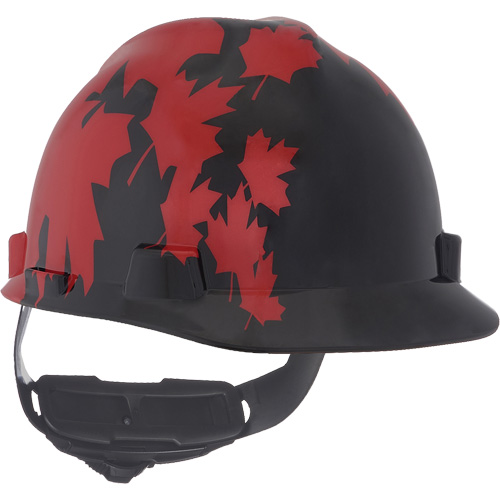 Specialty V-Gard Hard Hat, Ratchet Suspension, Black/Red