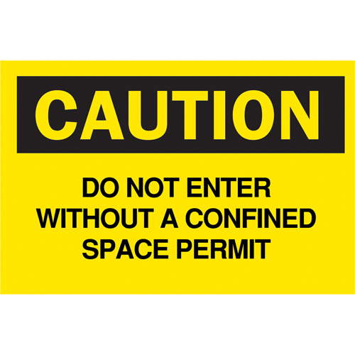 "Confined Space Permit" Sign, 7" x 10", Plastic, English