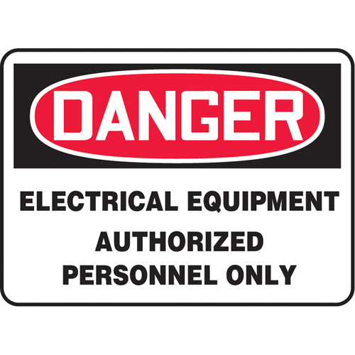 "Electrical Equipment" Sign, 7" x 10", Aluminum, English