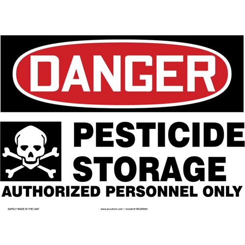 "Pesticide Storage" Sign, 10" x 14", Aluminum, English