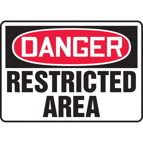 "Restricted Area" Sign, 7" x 10", Aluminum, English