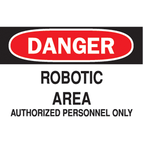 "Robotic Area" Sign, 10" x 14", Vinyl, English
