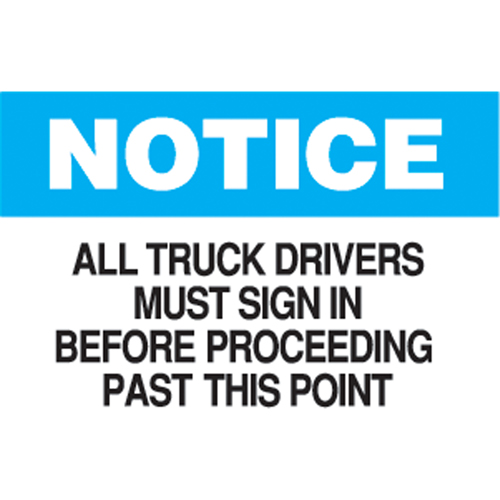 "Truck Drivers Must Sign In" Sign, 10" x 14", Aluminum, English