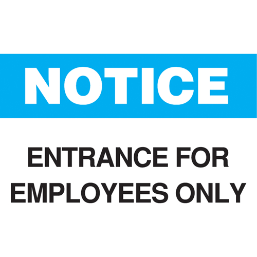 "Employees Only" Sign, 10" x 14", Plastic, English
