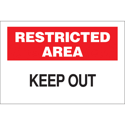 "Keep Out" Sign, 7" x 10", Plastic, English