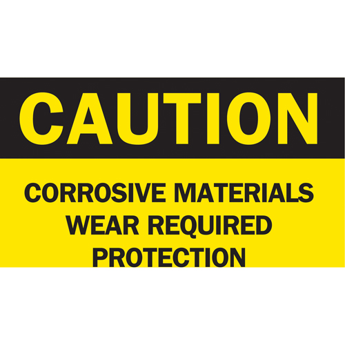 "Corrosive Materials" Sign, 10" x 14", Plastic, English