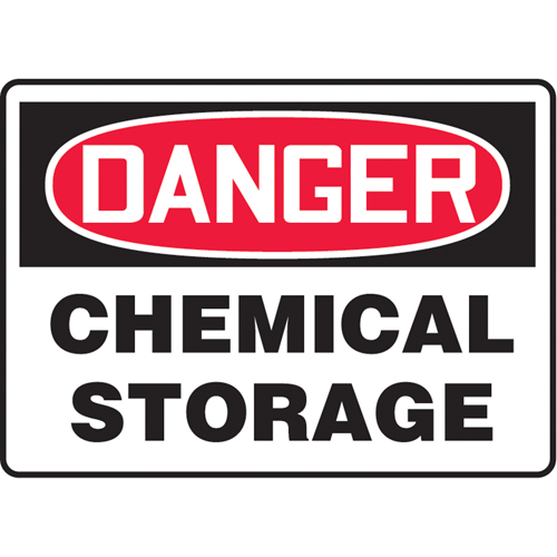 "Chemical Storage" Sign, 7" x 10", Aluminum, English