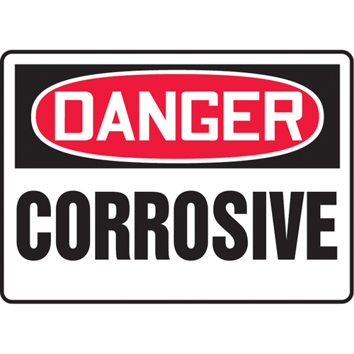 "Corrosive" Sign, 7" x 10", Aluminum, English