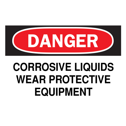 "Corrosive Liquids" Sign, 7" x 10", Vinyl, English