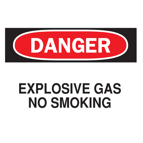 "Explosive Gas" Sign, 7" x 10", Plastic, English