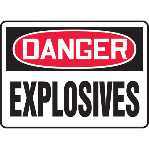 "Explosives" Sign, 7" x 10", Aluminum, English