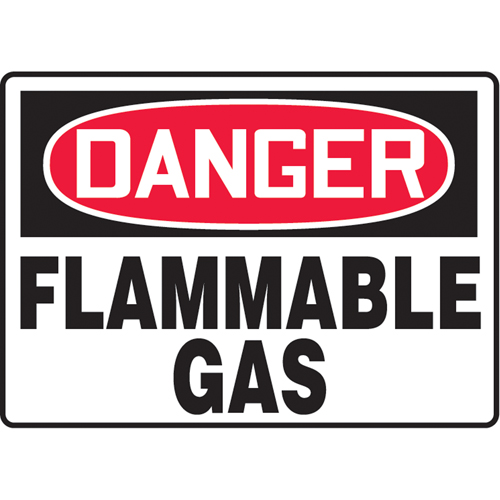 "Flammable Gas" Sign, 7" x 10", Aluminum, English