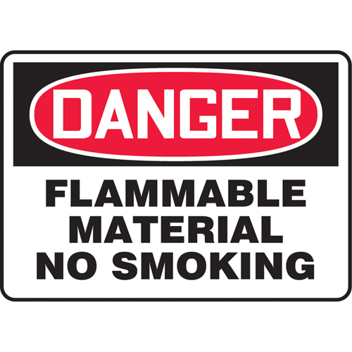 "Flammable Material" Sign, 7" x 10", Aluminum, English