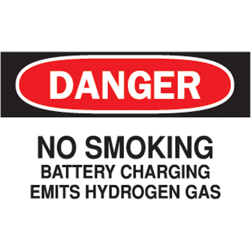 "Battery Charging" Sign, 7" x 10", Plastic, English