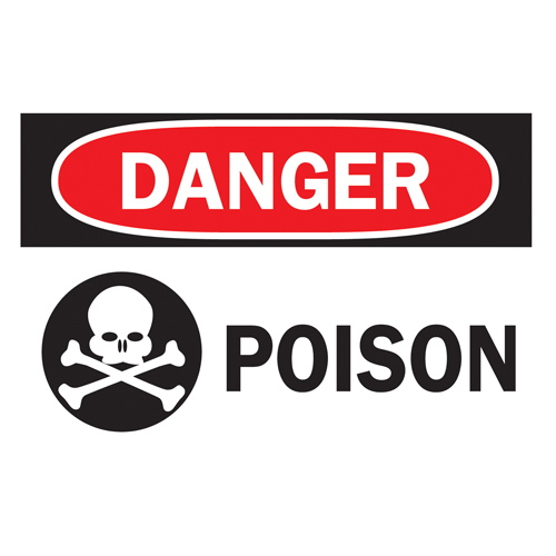 "Poison" Sign, 10" x 14", Plastic, Bilingual with Pictogram