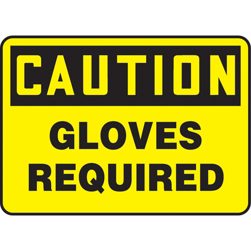 "Gloves Required" Sign, 7" x 10", Vinyl, English