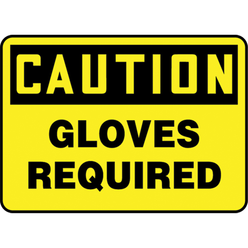 "Gloves Required" Sign, 10" x 14", Aluminum, English
