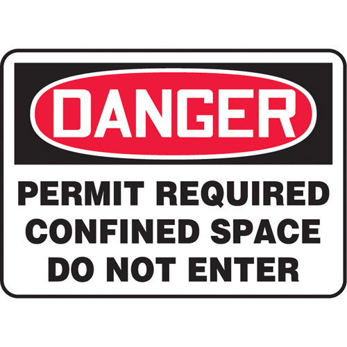 "Permit Required Confined Space" Sign, 7" x 10", Aluminum, English