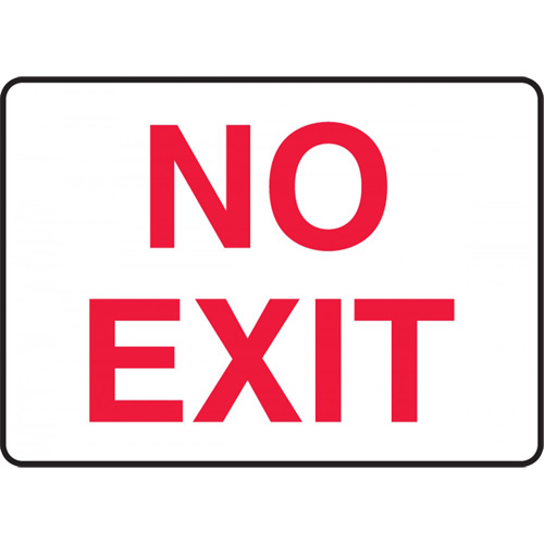 "No Exit" Sign, 7" x 10", Plastic, English