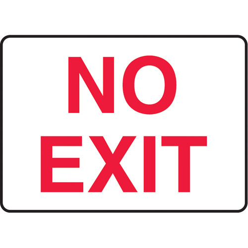 "No Exit" Sign, 10" x 14", Aluminum, English