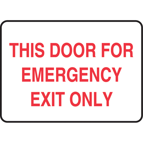 "Door For Emergency Exit" Sign, 10" x 14", Vinyl, English - Facility Signs - SL084