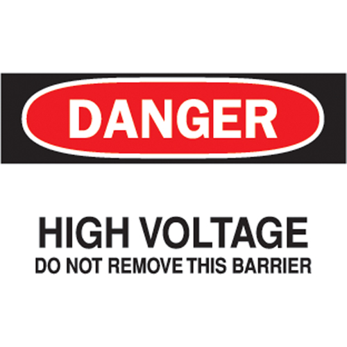 "High Voltage" Sign, 7" x 10", Vinyl, English