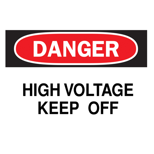 "High Voltage" Sign, 10" x 14", Aluminum, English