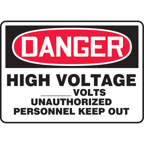 Customizable "High Voltage" Sign, 7" x 10", Aluminum, English