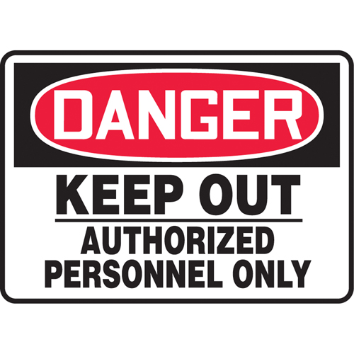 "Keep Out" Sign, 10" x 14", Plastic, English