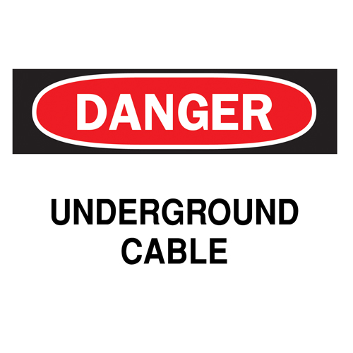 "Underground Cable" Sign, 7" x 10", Aluminum, English