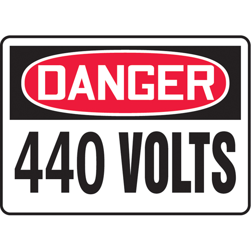 "440 Volts" Sign, 10" x 14", Vinyl, English