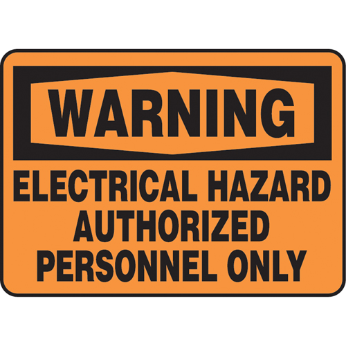"Electrical Hazard" Sign, 7" x 10", Aluminum, English