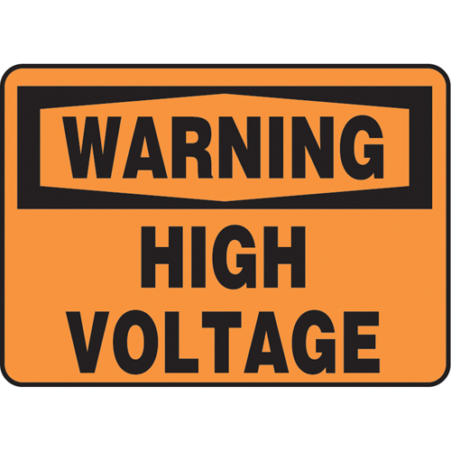 "High Voltage" Sign, 7" x 10", Aluminum, English