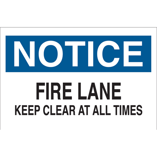 "Fire Lane" Sign, 10" x 14", Aluminum, English