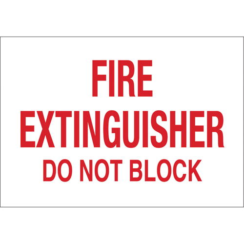 "Fire Extinguisher" Sign, 10" x 14", Plastic, English