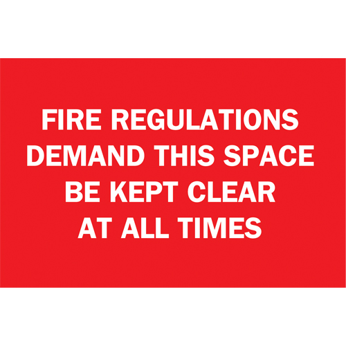 "Fire Regulations" Sign, 10" x 14", Vinyl, English