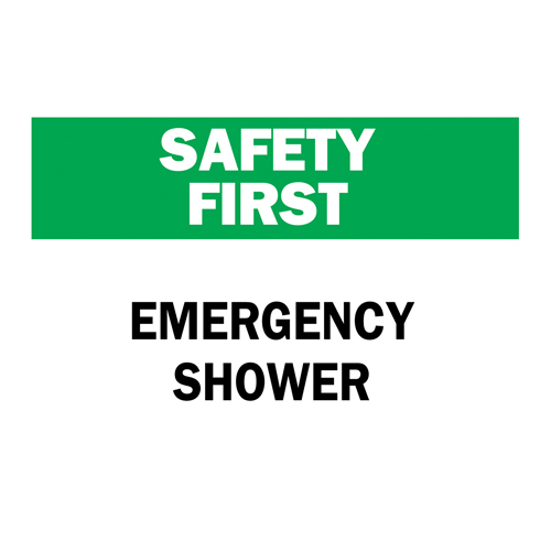 "Emergency Shower" Sign, 7" x 10", Plastic, English