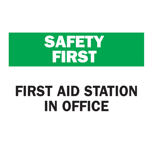 "First Aid Station" Sign, 10" x 14", Plastic, English