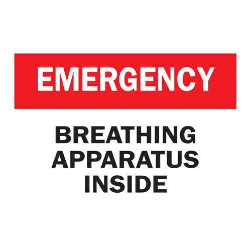 "Breathing Apparatus Inside" Sign, 7" x 10", Vinyl, English