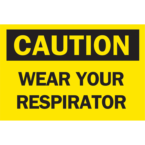 "Wear Your Respirator" Sign, 7" x 10", Aluminum, English