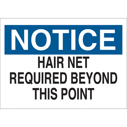"Hair Net Required" Sign, 10" x 14", Aluminum, English