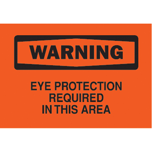 "Eye Protection Required" Sign, 10" x 14", Vinyl, English